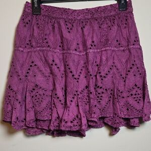 Free People Dreamy Mulberry Eyelet Mini Skorts